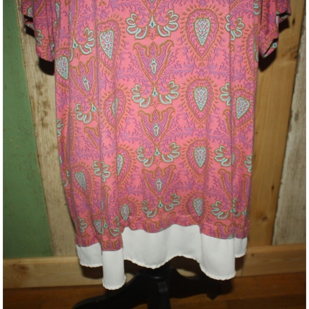 Rose + Olive Women's Top XXL 2XL Coral Purple Rayon Pullover Blouse Tunic Ladies - Picture 3 of 10